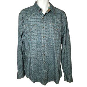 Roper Western Pearl Snap Shirt Mens Size L Contrast Cuffs Collar Long Sleeve